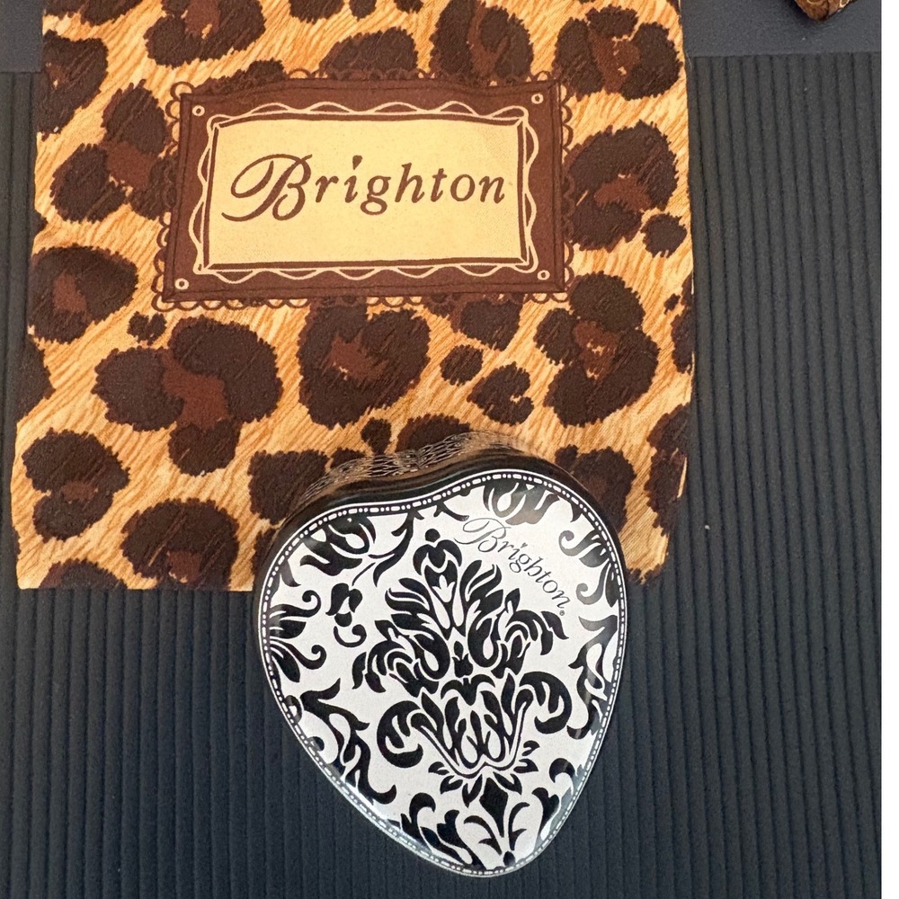 Brighton Silver Tone Square Scroll Filigree Clear Crystal Stud Earrings with Tin - Picture 7 of 7